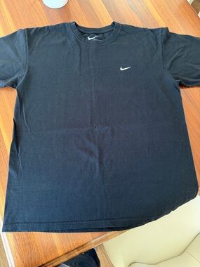 Nike Black Short-Sleeve Crew Tee with White Swoosh